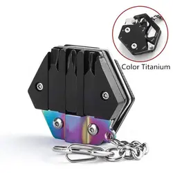 Porte clé hexagonal multifonctionnel, 5 pièces, outil EDC d'extérieur, couteau pliant hexagonal, tournevis de poche, équipement Mini coltello pipi 