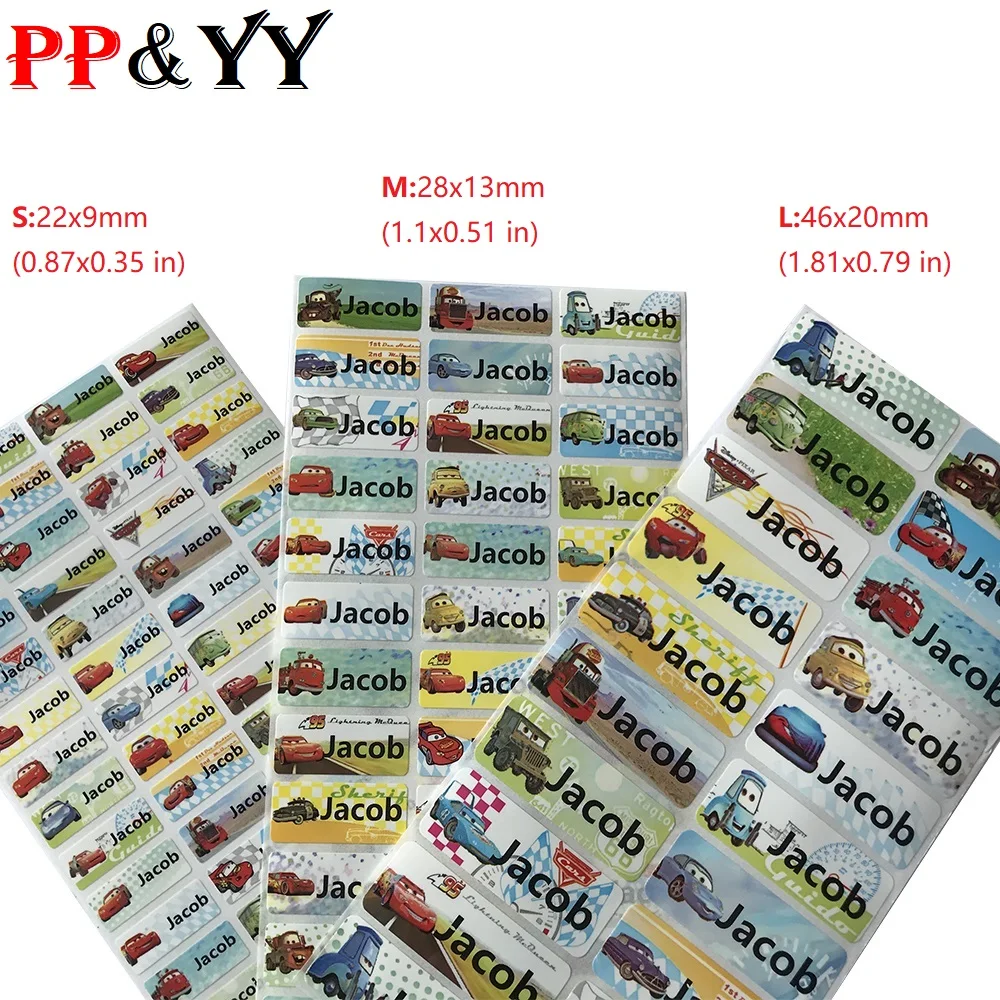 

Boy Cartoon Cars Pattern Custom Personal Name Stickers Transportation Waterproof Tag Label For Scrapbook School Stationery