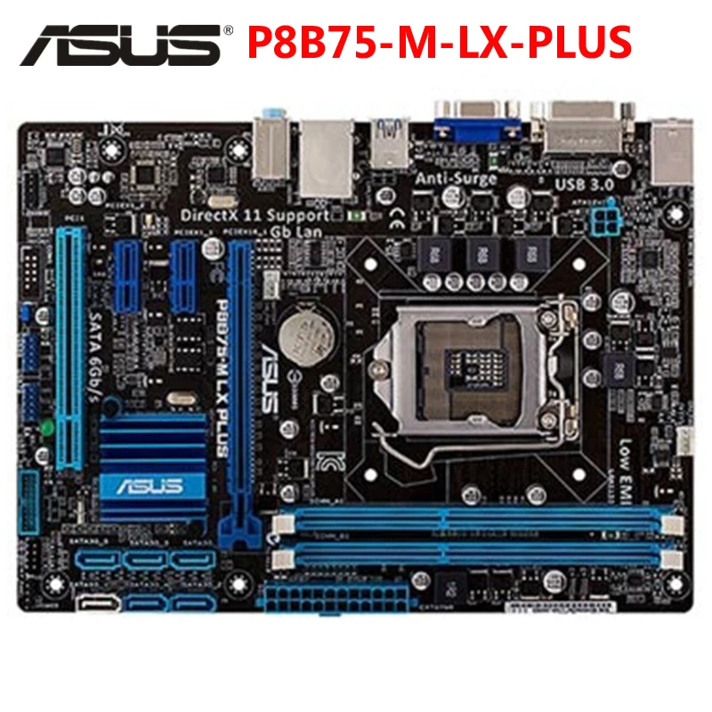 Материнская плата LGA 1155 ASUS P8B75-M LX PLUS DDR3 16 ГБ B75 десктопная материнская системная SATA
