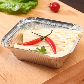 

100pcs Disposable BBQ Tin Box Drip Pan Non-Stick Aluminium Foil Box Heat-Resistant BBQ Tin Tray Camping BBQ Tools
