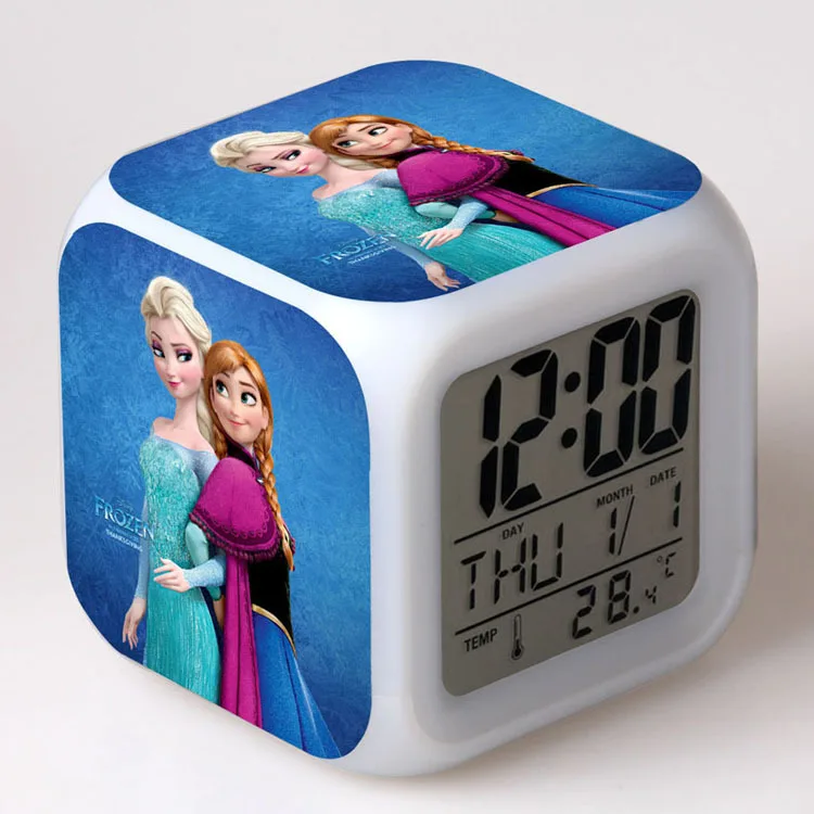 25 Эльза Анна детский Будильник мультфильм цифровые часы Пробуждение свет Светодиодные часы-будильник стол Reveil стол Wekker - Цвет: 25