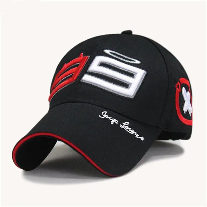 Moto Gp 99 Jorge Lorenzo головные уборы для мужчин, гоночная Кепка, хлопковая брендовая мотоциклетная бейсбольная кепка, бейсболка s Car Sun Snapback, черные кепки на заказ - Цвет: Черный