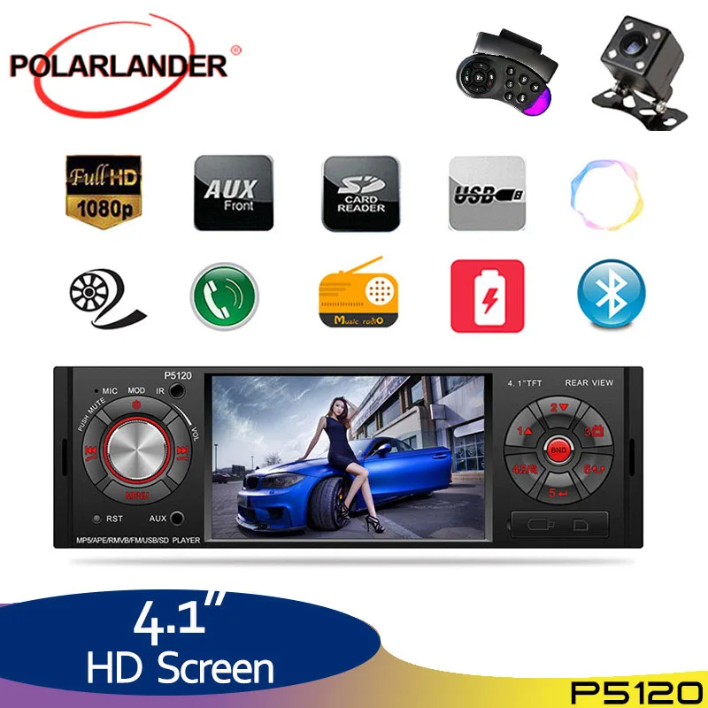 4''1 Din автомагнитола сенсорный экран FM 2USB AUX BT TF AM MP5 плеер RDS стерео+ SWC