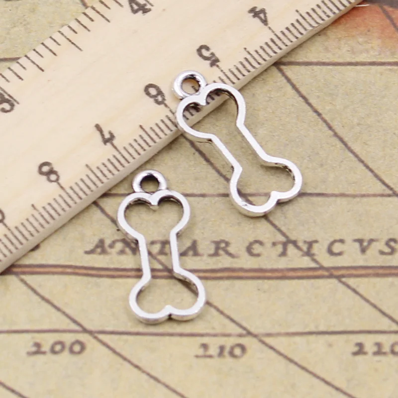 

40pcs Charms Hollow Dog Bone 25x11mm Tibetan Bronze Silver Color Pendants Antique Jewelry Making DIY Handmade Craft For Necklace