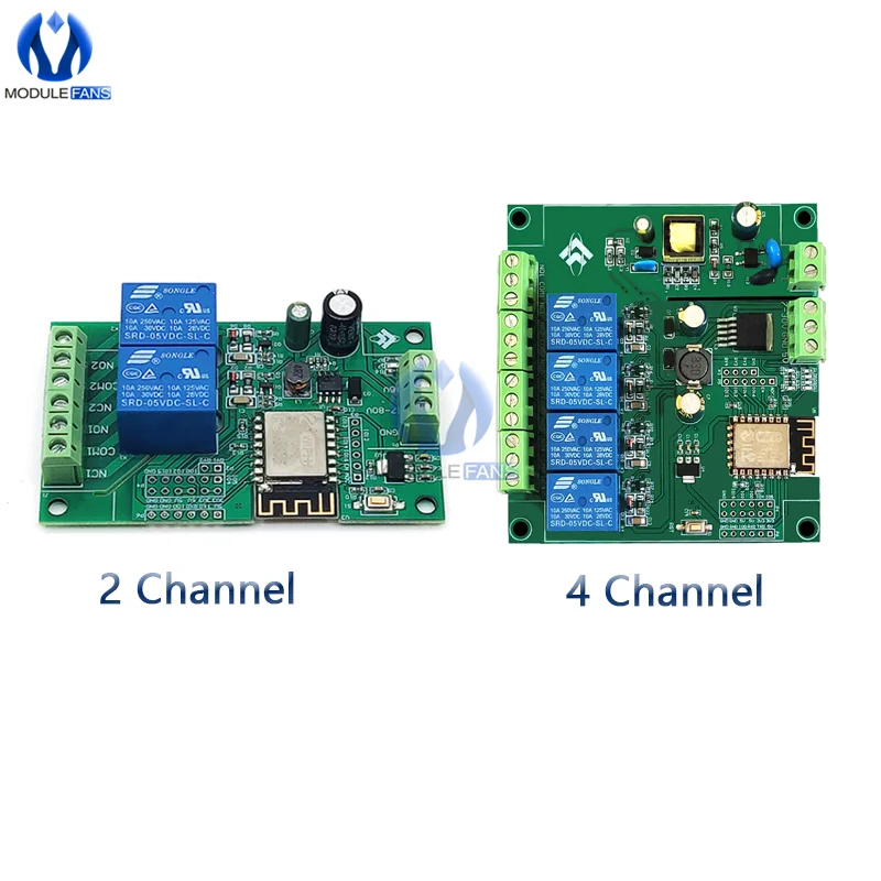 ESP8266 WIFI Dual 2/4-Channel Wifi Relay Module 110/220V Switch Controller Board AC/DC ESP-12F Development For Smart Home | Электронные