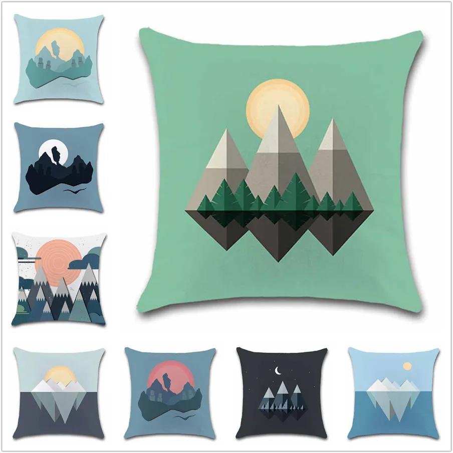 

Sun Mountain Minimal Art simple color pattern Cushion Cover Decoration chair Home sofa seat friend kids bedroom gift pillowcase