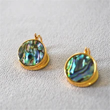 

WTLTC Double-sided Round Disc Colorful Abalone Shell Hoop Earrings For Women Delicate Personality Charms Earrings Hoops Jewelry