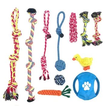 

Chew Toy 11 Pcs Dog Pet Chew Rope Toys Set Washable Durable Cotton Clean Teeth Puppy