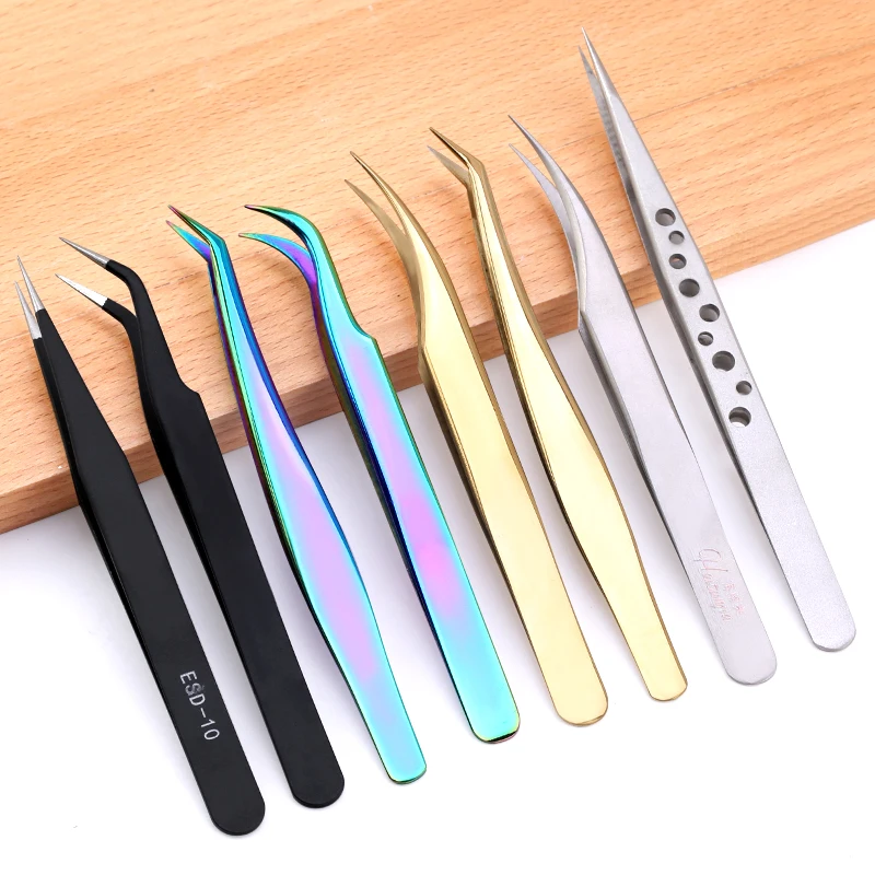 Stainless Steel Tweezers Nail Styling Fixed Clip Manicure Nail Art Tools Nail Extension Shaping Tweezer Acrylic UV Gel Curve 5
