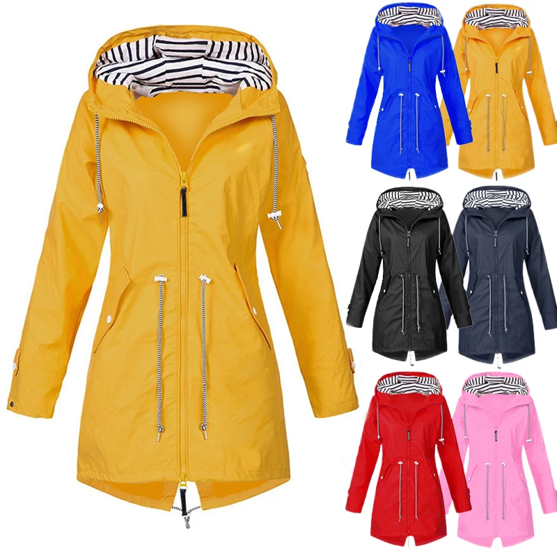 

Women Thin Windproof Jacket Hooded With Zip Long Outwear Autumn Winter 2019 New Coats Sporting And Gym Tops Fashion Clothes