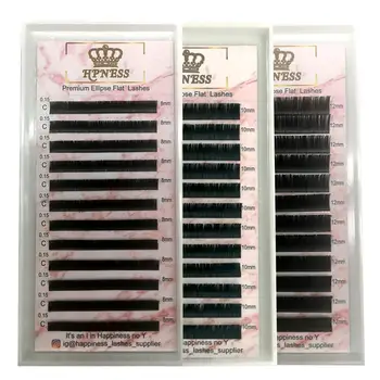 

3 Trays Ellipse Flat 0.15 C Eyelash Extension Split End SilK Mink Lashes Soft Silver/Foil Back Easy To Grab Off the Strip HPNESS
