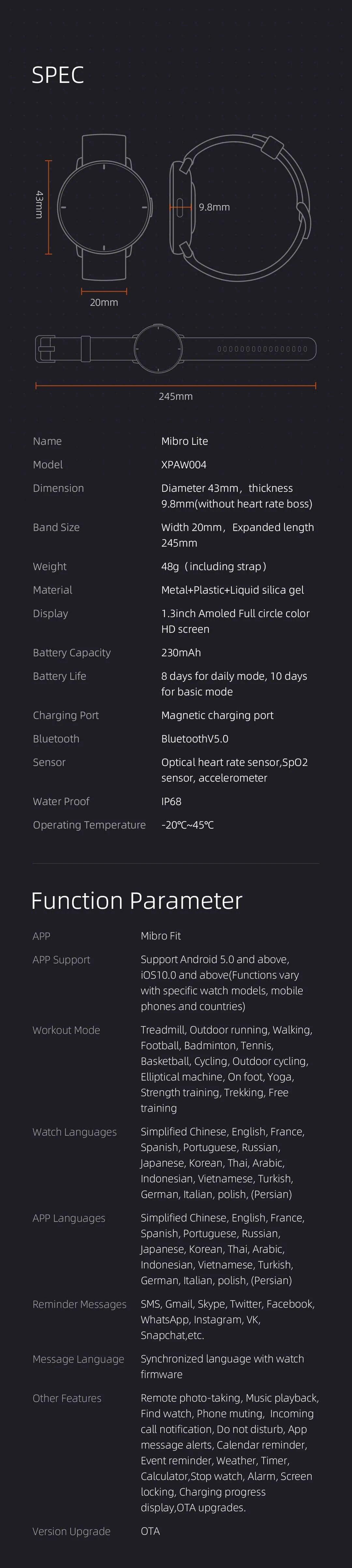 Mibro Lite Smartwatch Amoled Display 1.3 Inch Support Multi-language 25 Hf948ac62eb8c414cb5d45e48f48a28bdO