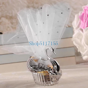 

200pcs European Styles Acrylic Silver Swan Sweet Wedding Gift Jewely Candy Box Candy Gift Boxes Wedding Favors Holders
