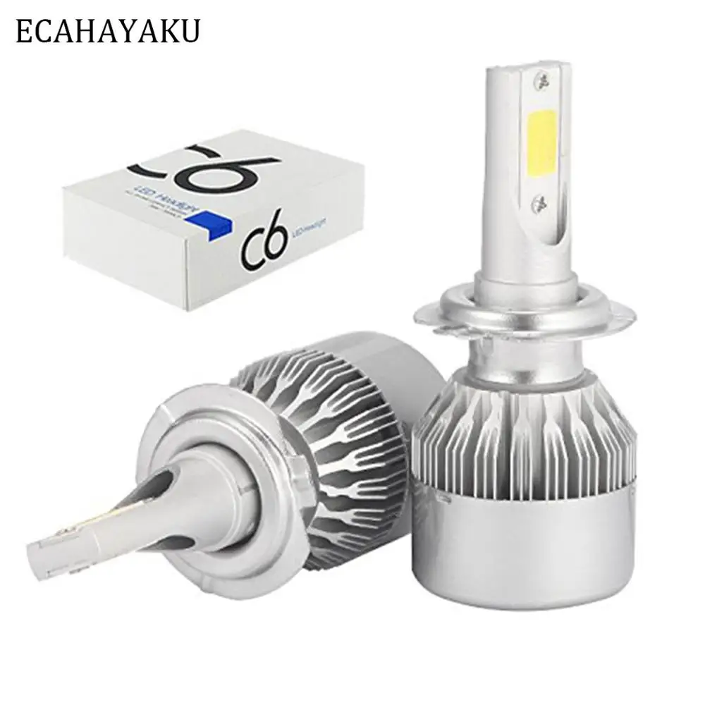 ECAHAYAKU 6 шт. C6 72 Вт/пара 7600lm/пара светодиодных фар автомобиля H1 H3 H7 H11 H4 H13 H27 9004 9007 9005 9006 противотуманные фары