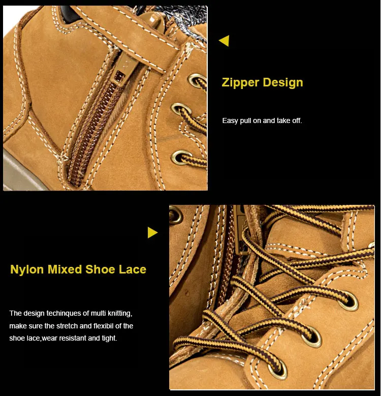 Рабочая обувь со стальным носком; мужские защитные ботинки из натуральной кожи; водонепроницаемые ботинки; защитная обувь на молнии