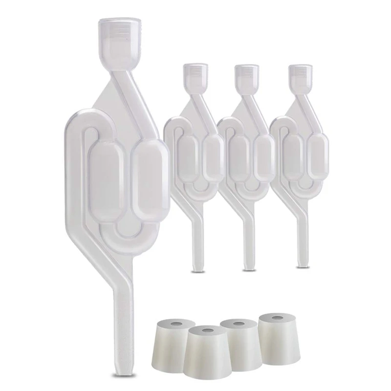 

Fermentation Air Lock, 5 S-Shaped Air Locks with Silicone Rubber Plugs, Food Grade Fermentation Sealing Valve