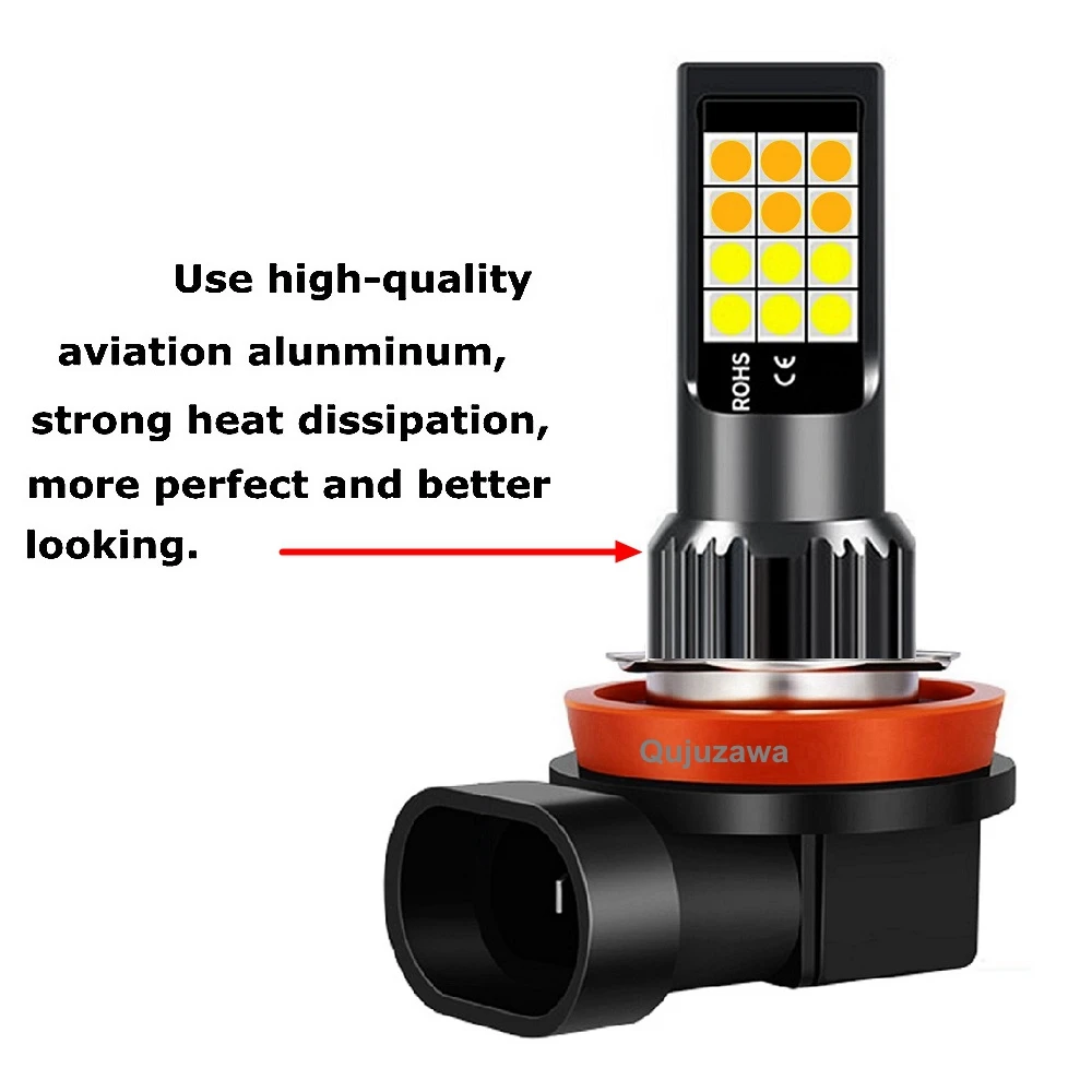 1Pcs Dual Colors H11 H8 9006 HB4 881 H27 3030 LED Auto Fog Lamp Car Anti Fog Light Bulb Yellow White