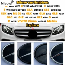 Emblema de espejo 3D para coche, insignia de parrilla para ML GL W166 CLA C117 A W176 W204 E GLK X204 GLA X156 GLC GLE GT43, accesorios de logotipo de mercedes benz