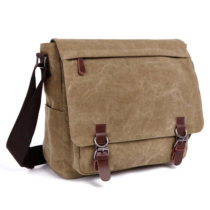 

Vintage Strong HD Canvas Message Bags Men Commuting Hasp Zipper Laptop Ipad Waterproof Travel School bags Cross body Totes