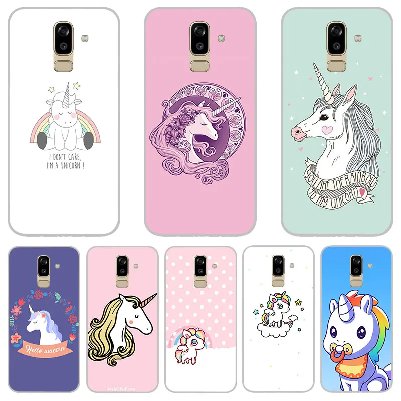 cute cartoon unicorns Matte Silicone Case For Samsung galaxy J2 pro J3 J4 J6 J7 J8 A5 A7 A9 A8 A6 Plus 2018 TPU Phone Cover |