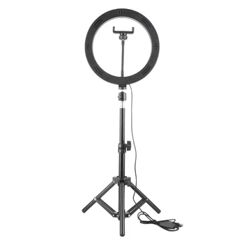 

10' Video Live Selfie Ring Lamp Usb Photography Lamp Tripod Dimmable Led Selfie Ring Light Phone Holder For Makeup Studio Stand