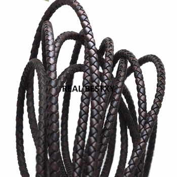 

2m/lot approx: 6mm black brown Round Braided Leather Cord Leather Cords String Rope Bracelet Findings Diy Jewelry Making cords