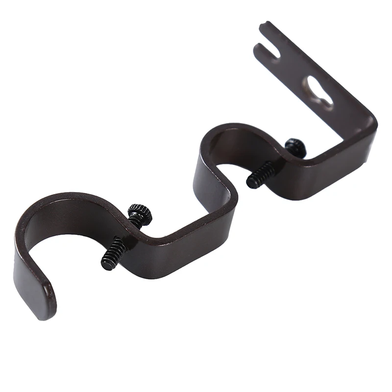 brown 3pcs Adjustable Curtain Holder Bracket Iron Universal Curtain Drapery Rod Bracket For Home Hotel Accessories - Color: brown