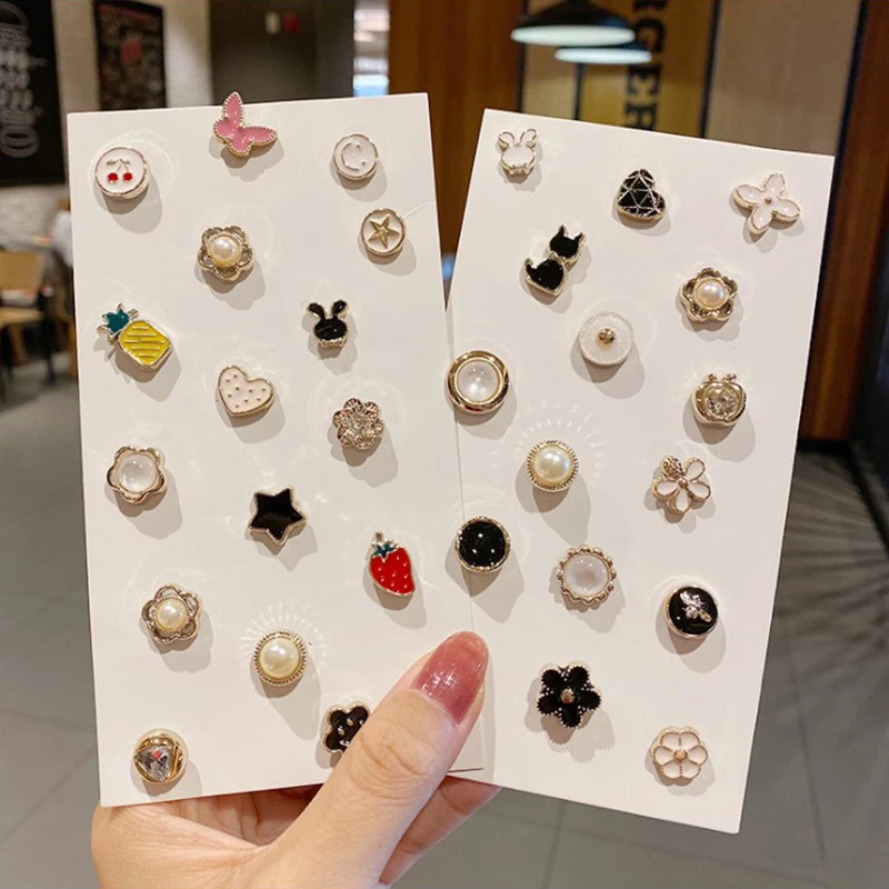 10Pcs New Fashion Brooch Women Pin Clothes Decoration Anti-Exposure Buckle Cute Neckline Fastener Nail Pearl Button Accessory