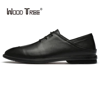 

WOODTREE black business dress shoes men wear oxford leather men shoes casual breathable wedding office shoes