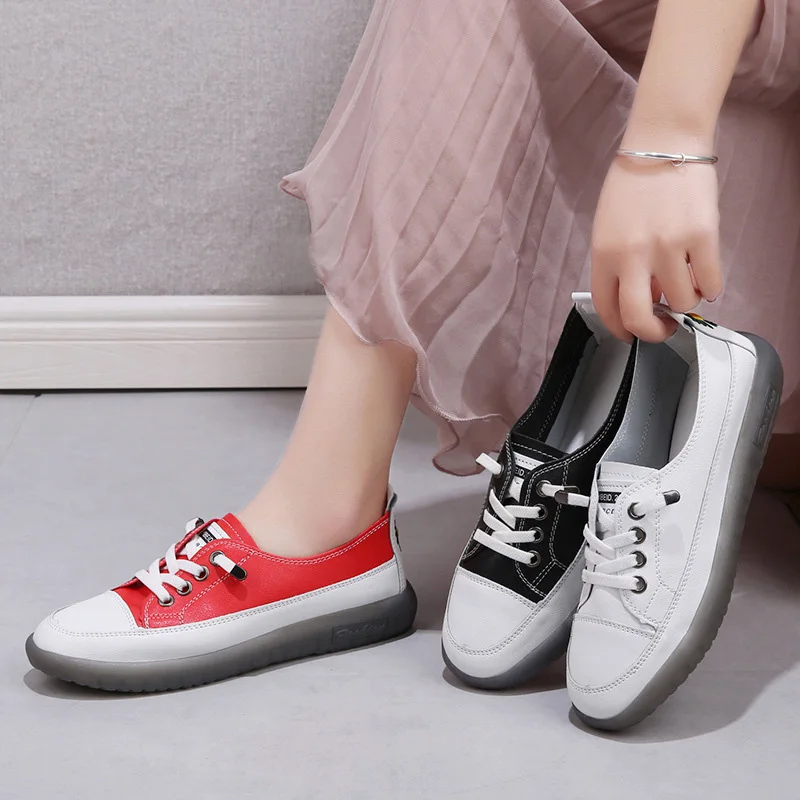 Women White Flats Loafers Pu Soft Leather Sneakers Vulcanized Shoes Female Comfort Zapatos De Mujer Casual Woman Shoes Mocassins