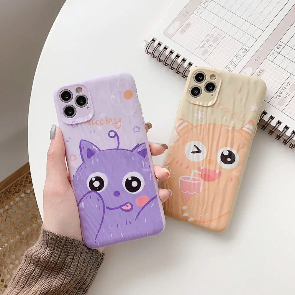 

Free Shipping For IPhone 6 7 8plus phone case Xs Max Frosted Protective Case for Iphone 11 Pro Max Cartoon Case x xr 8 Plus Case