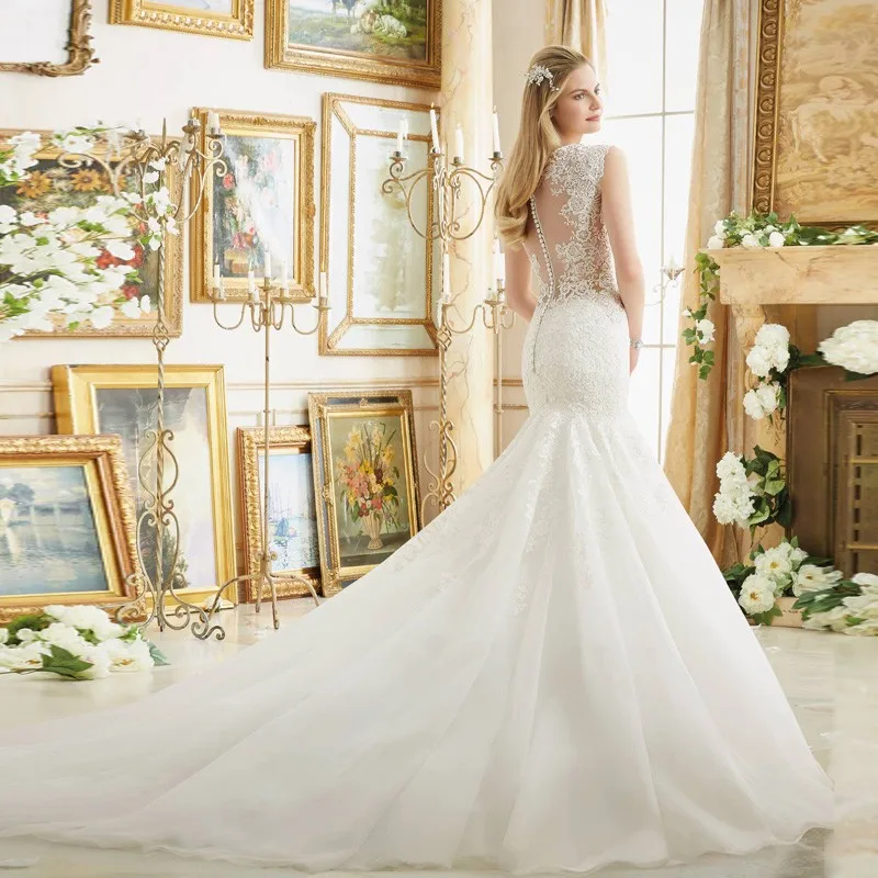 Vestido De Noiva винтажное кружевное Аппликация Русалка v-образный вырез и юбка-годе сексуальное свадебное платье renda Casamento платья для матери невесты