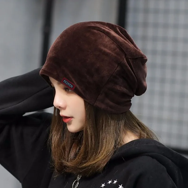 OEAK новые осенние модные теплые вязаные флисовые внутри шлепки Skullies шапки зимние женские головные уборы