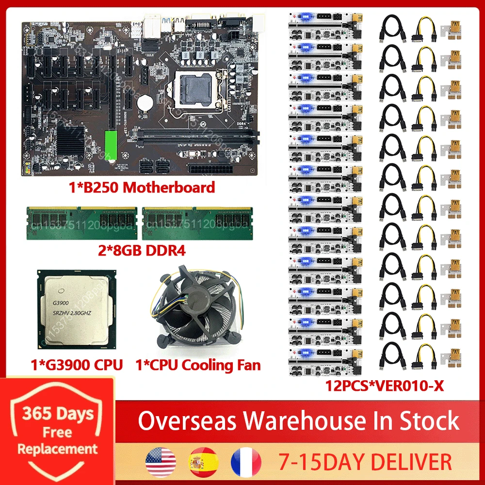 Семейная материнская плата для майнинга поддержка 12 GPU LGA1151 DDR4 с охлаждающим