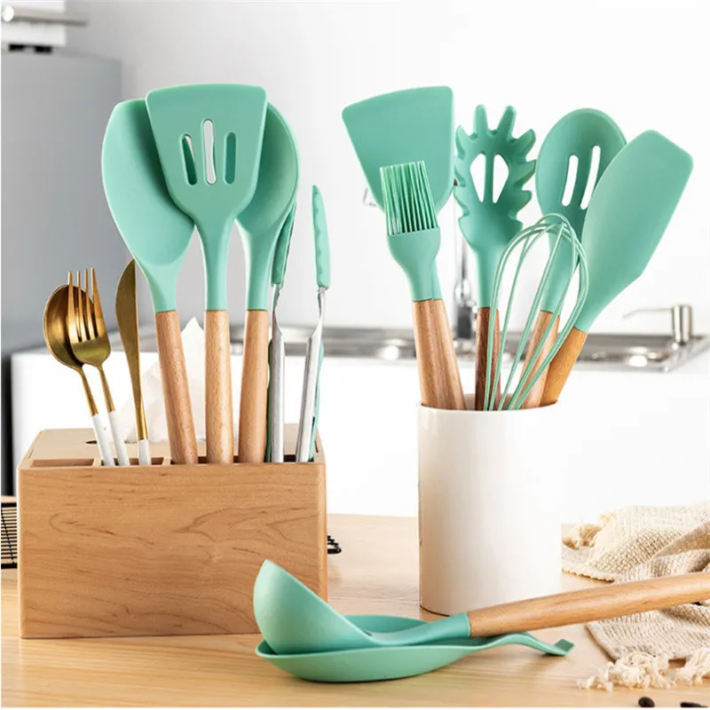 

1Pc Silicone Kitchenware Cooking Utensils Heat Resistant Kitchen Non-Stick Cooking Tools Soup Spoon Spatula Scraper Baking Tools