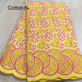 

Newest 5 yard Swiss laces fabric 2020 latest embroidery lace African 100% cotton fabrics Swiss voile lace popular style kc66-847