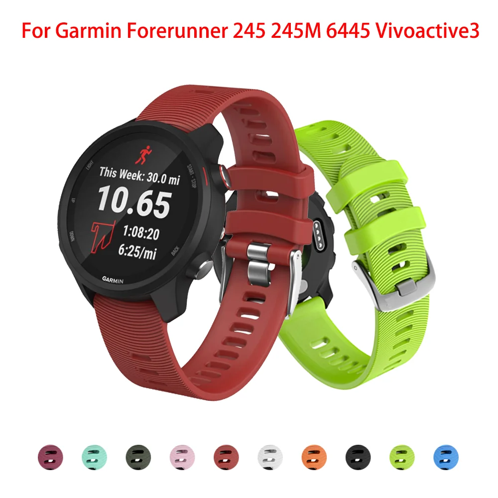 Vivoactive3 Correa 20 мм ремешок для Garmin Vivoactive 4 3/CAME мягкий силиконовый браслет Forerunner 245 245M