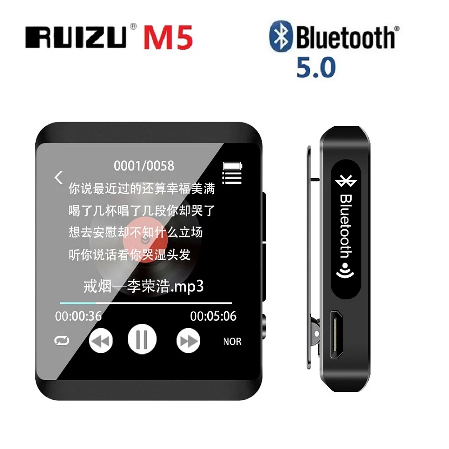 RUIZU M5 Спортивный Bluetooth MP3 плеер 8 ГБ 16 полный сенсорный экран мини музыкальный с
