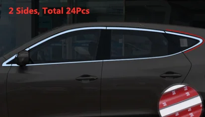Total 24Pcs Наружные автомобильные молдинги из нержавеющей стали для hyundai IX35 2010 2011 2012 2013 отделка стойки окна автомобиля Стайлинг стикер - Цвет: Total 24Pcs
