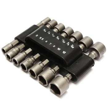 

14pcs/Set Power Nut Driver Wood Drill Bit SAE Metric Socket Wrench Screw Sleeve Pneumatic Electric Batch Head Self Tapping Screw