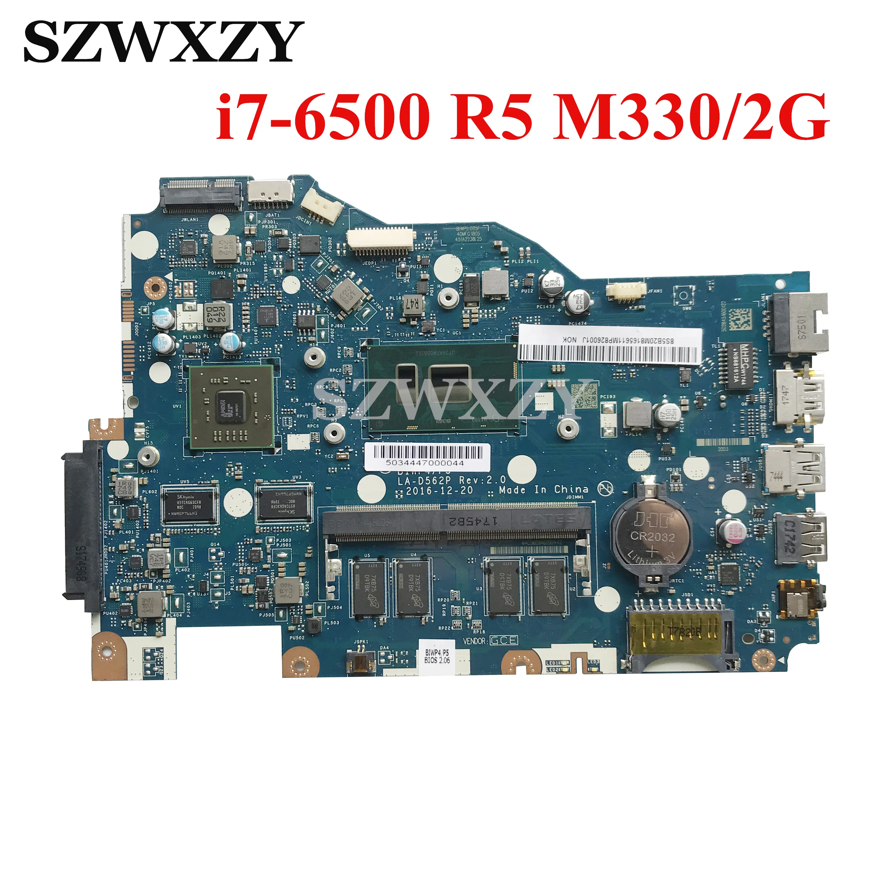 Для Lenovo 110-15ISK материнская плата для ноутбука LA-D562P 5B20M81655 с SR2EY i5-6200U CPU 4 Гб RAM DDR4