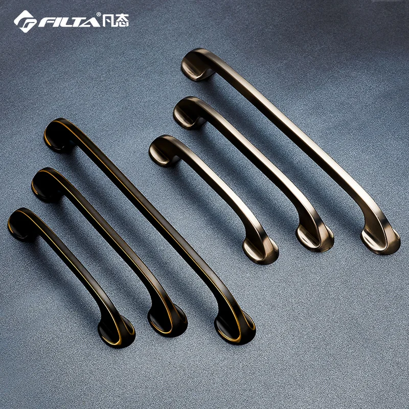

American-Style Zinc Alloy Cabinet Handle Wenzhou Manufacturers Wholesale Black And White with Pattern Modern Minimalist Drawer W