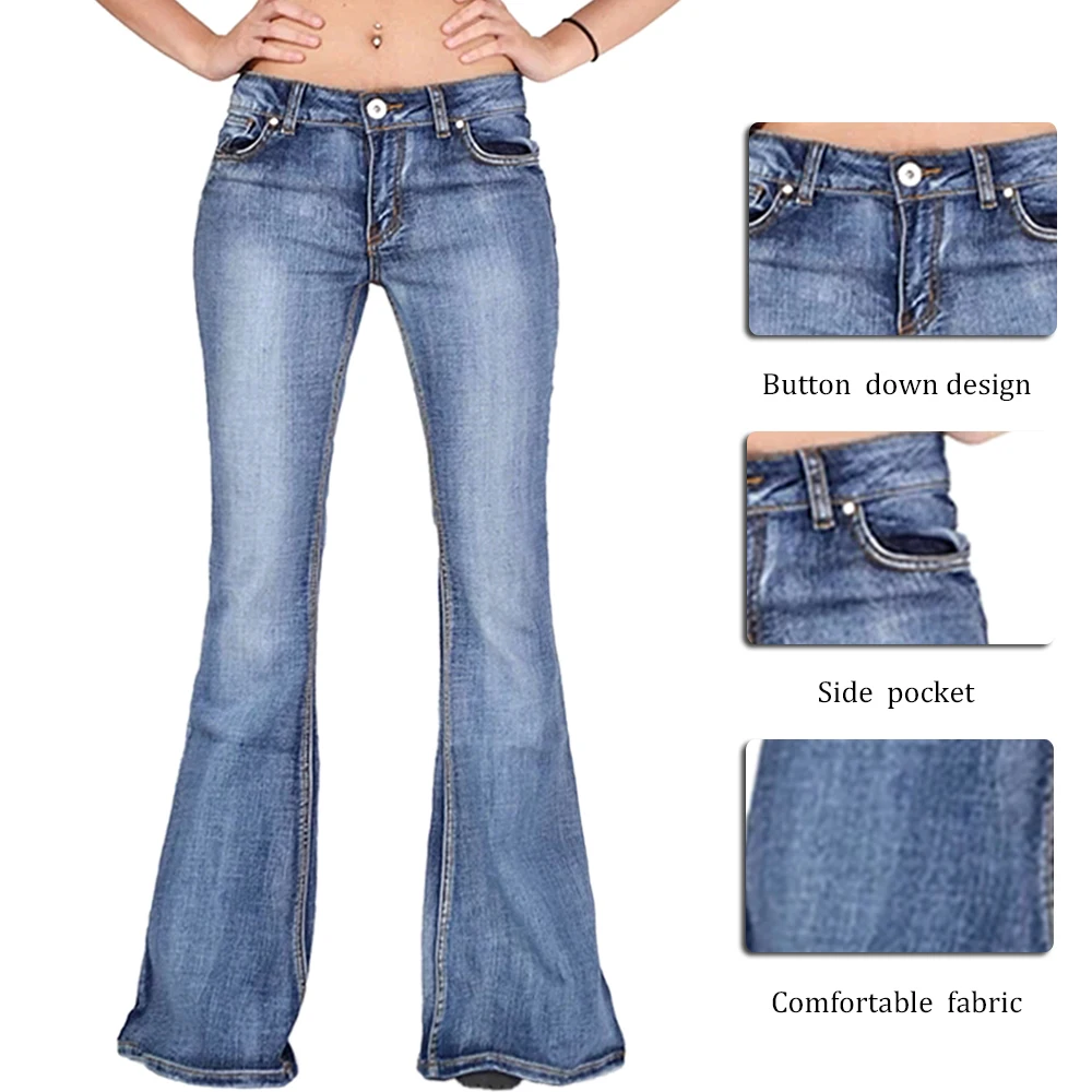 LASPERAL женские модные тонкие повседневные джинсы, женские повседневные брюки с высокой талией, широкие брюки, расклешенные брюки, длинные штаны