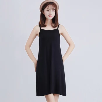 

Ladies Dresses Plus Full Slips Modal Solid Camisole Under Dress Underdress Petticoat Spaghetti Strap Dress Full Slips Black Gray
