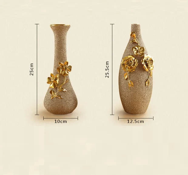 Europe Gilt Frosted Porcelain Vase Vintage Advanced Ceramic Flower Vase For Room Study Hallway Home Wedding Decor