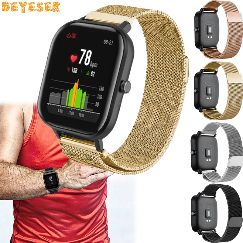 Для samsung Galaxy watch активная Миланская магнитная пряжка Замена ремешка для Xiaomi Huami Amazfit GTS Bip BIT PACE наручный ремешок