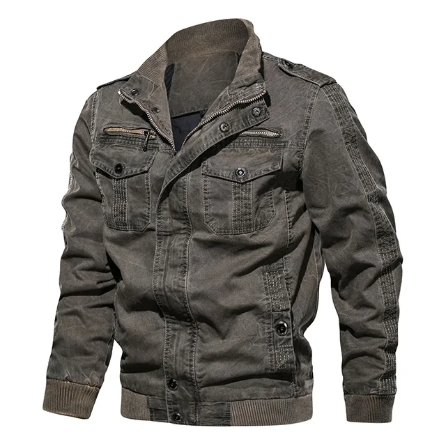 ReFire gear осенние винтажные тактические джинсовые куртки мужские куртка-бомбер, авиационная куртки в армейском Военном Стиле Зимние хлопковые джинсы для мотоциклистов пальто - Цвет: Gray