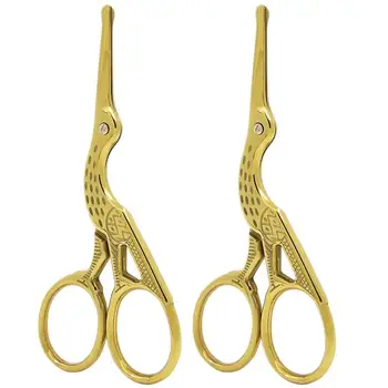 

2pcs Nose Hair Trimmer Stork Shape Vintage Rounded Tip Durable Eyebrow Vibrissa Beard Trimmer Scissors Cutting Tool