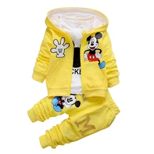 Новые детские комплекты модной одежды для мальчиков и девочек осенне-зимний костюм из 3 предметов пальто с капюшоном хлопковые Брендовые спортивные костюмы для малышей