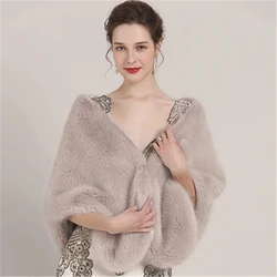 Bealegantom 2021 Stock High Quality Cheap White Winter Warm Wedding Wraps Bridal Cape Fur Jacket Bridal Party Wedding QA1661